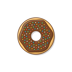 Tasty Donut With Chocolate Glaze Vector Icon Illustration. Cute, Colorful And Glossy Donuts With Glaze And Powder