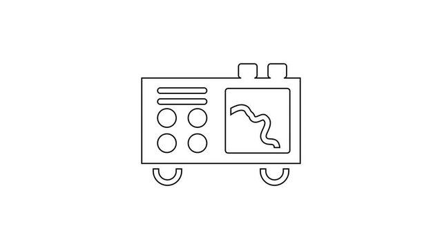 Black line Spectrometer icon isolated on white background. 4K Video motion graphic animation