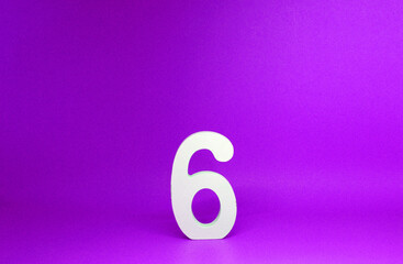 No 6 ( Six ) Isolated purple Background with Copy Space - Number 6 Percentage or Promotion success Concept - Mock up Resource
