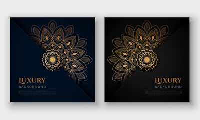 Luxury mandala background with floral ornament pattern. Hand drawn gold mandala design. Vector mandala template for decoration invitation, cards, wedding, logos, cover, brochure, flyer, banner.