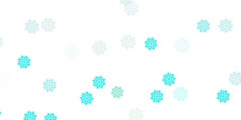 Light blue, green vector background with christmas snowflakes.