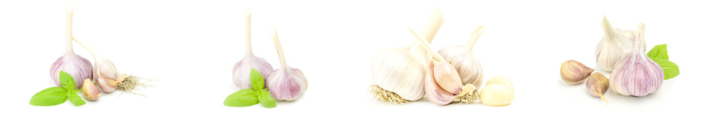 Set of Garlic clove isolated over a white background