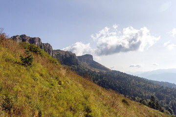 Autumn mountains, a place for nature lovers and tourists on a Sunny day in the bosom of nature.