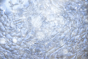 snow ice background, abstract winter seasonal background, white snowflakes blizzard on ice overlay background