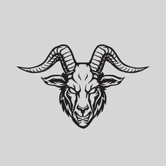 Naklejka premium Goat Face Logo Design Template