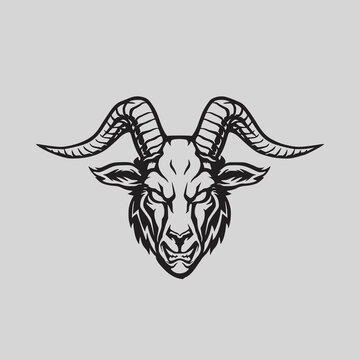 Goat Face Logo Design Template