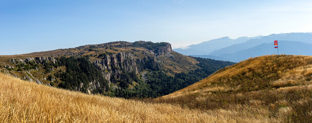 Autumn mountains, a place for nature lovers and tourists on a Sunny day in the bosom of nature.