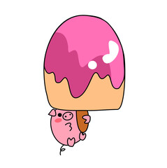 Pig with ice cream