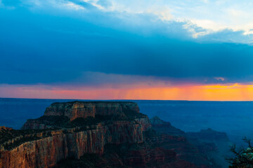 Sunset on Wotan's Throne, Cape Royal, North Rim, Grand Canyon National Park, Arizona, USA