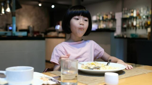 Kid eating food, happy time, breakfast
