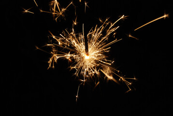 Closeup shot of a burning firework fuse