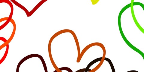 Light Green, Yellow vector backdrop with sweet hearts.