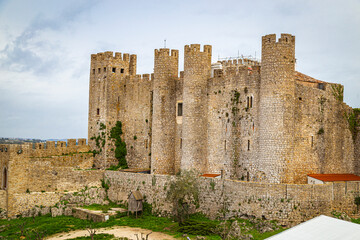 Stone castle of Óbidos Medieval castle located in the parish of Santa Maria, São Pedro and Sobral da Lagoa, West, Portugal.