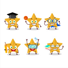 School student of new yellow stars cartoon character with various expressions