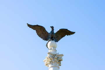 The Bird on Top of one of the Pennsylvania Columns in Valley Forge National Historical Park