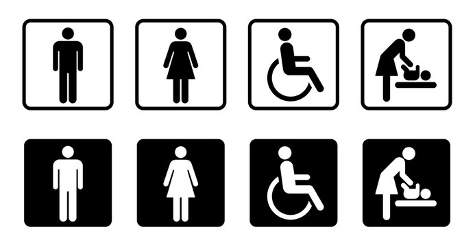 アイコン　トイレの男女　身体障害者　ベビーシート