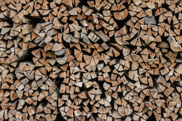 background of natural wood, stumps and stakes tied together