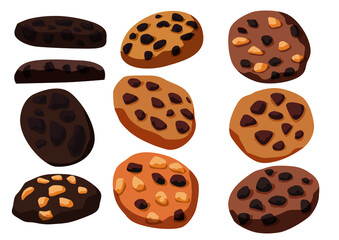chocolate baked cookies on white background illustration vector 