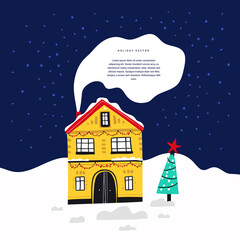 Obraz na płótnie Canvas Winter holidays hand drawn vector banner template