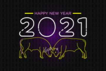 Merry Christmas and happy new year neon text sign 