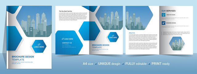 Corporate bifold brochure for your business. It's also compatible with bi-fold, catalog, company profile, booklet, annual report, company profile, minimalist design and fully editable.	