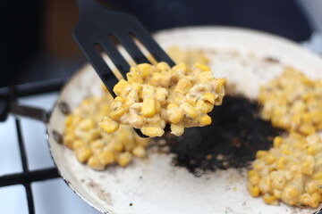 Frying Corn Pancakes