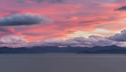 Kamchatka, a magnificent sunset over Avacha Bay