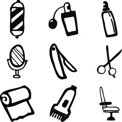 Barbershop vector icon set