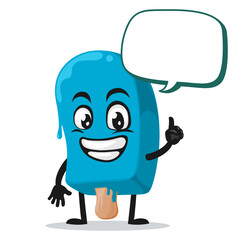 vector illustration blue ice cream on stick mascot or character 