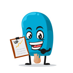vector illustration blue ice cream on stick mascot or character 