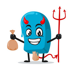 vector illustration blue ice cream on stick mascot or character 