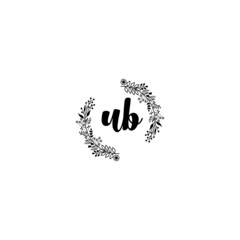 Initial UB Handwriting, Wedding Monogram Logo Design, Modern Minimalistic and Floral templates for Invitation cards	
