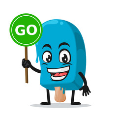 vector illustration blue ice cream on stick mascot or character 