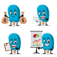vector illustration blue ice cream on stick mascot or character 