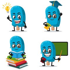 vector illustration blue ice cream on stick mascot or character 
