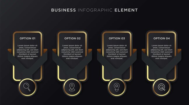 Modern elegant 4 options infographic. Vector illustration template with icons.