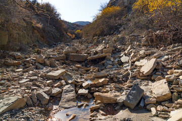 Dry bed of a mountain river