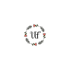 Fototapeta na wymiar Initial UF Handwriting, Wedding Monogram Logo Design, Modern Minimalistic and Floral templates for Invitation cards 