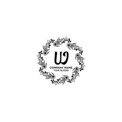 Initial UJ Handwriting, Wedding Monogram Logo Design, Modern Minimalistic and Floral templates for Invitation cards	
