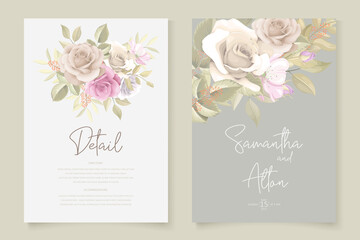 Elegant floral wedding invitation card template