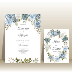Luxury and elegant floral wedding invitation card template
