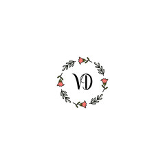 Fototapeta na wymiar Initial VD Handwriting, Wedding Monogram Logo Design, Modern Minimalistic and Floral templates for Invitation cards 