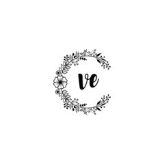 Initial VE Handwriting, Wedding Monogram Logo Design, Modern Minimalistic and Floral templates for Invitation cards	
