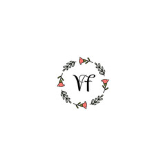 Fototapeta na wymiar Initial VF Handwriting, Wedding Monogram Logo Design, Modern Minimalistic and Floral templates for Invitation cards 