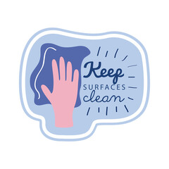 keep surfaces clean lettering campaign with hand cleaning