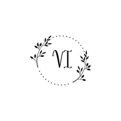 Initial VI Handwriting, Wedding Monogram Logo Design, Modern Minimalistic and Floral templates for Invitation cards	
