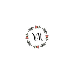 Initial VM Handwriting, Wedding Monogram Logo Design, Modern Minimalistic and Floral templates for Invitation cards	

