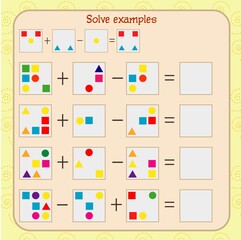Logic exercises for children. solve examples according to the model