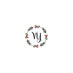 Fototapeta na wymiar Initial VY Handwriting, Wedding Monogram Logo Design, Modern Minimalistic and Floral templates for Invitation cards 