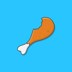 Delicious Fried Chicken Leg With A Mouth Bite Vector Icon Illustration. Chicken Thighs Icon. Fast Food Fried Drumpstick